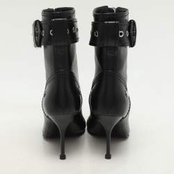 Alexander McQueen Black Leather Ankle Length Boots Size 36