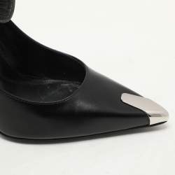 Alexander McQueen Black Leather Punk Ankle Strap Pumps Size 36