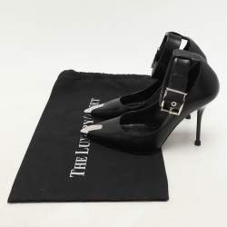 Alexander McQueen Black Leather Punk Ankle Strap Pumps Size 36