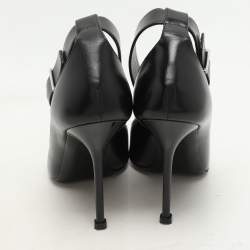 Alexander McQueen Black Leather Punk Ankle Strap Pumps Size 36