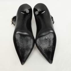 Alexander McQueen Black Leather Punk Ankle Strap Pumps Size 36