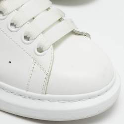 Alexander McQueen White Leather Crystal Embellished Larry Sneakers Size 37