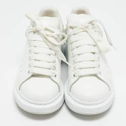 Alexander McQueen White Leather Crystal Embellished Larry Sneakers Size 37