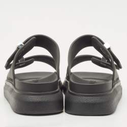 Alexander McQueen Black Rubber Hybrid Flat Slides Size 36
