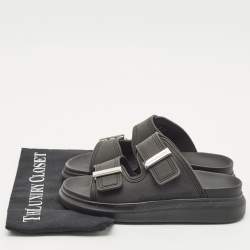 Alexander McQueen Black Rubber Hybrid Flat Slides Size 36
