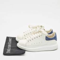 Alexander McQueen Blue/White Leather and Suede Oversized Lace Up Sneakers Size 38.5