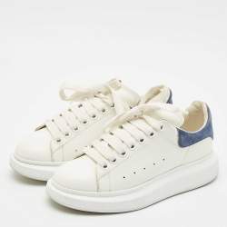 Alexander McQueen Blue/White Leather and Suede Oversized Lace Up Sneakers Size 38.5