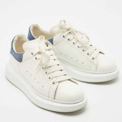 Alexander McQueen Blue/White Leather and Suede Oversized Lace Up Sneakers Size 38.5