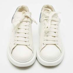 Alexander McQueen Blue/White Leather and Suede Oversized Lace Up Sneakers Size 38.5