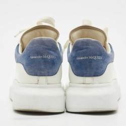 Alexander McQueen Blue/White Leather and Suede Oversized Lace Up Sneakers Size 38.5