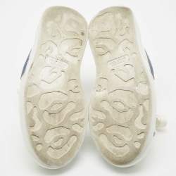 Alexander McQueen Blue/White Leather and Suede Oversized Lace Up Sneakers Size 38.5