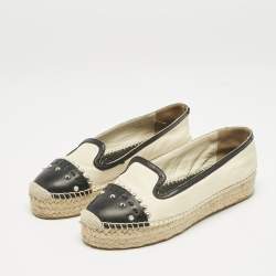 Alexander McQueen Beige/Black Leather Studded Espadrille Flats Size 37