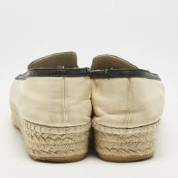 Alexander McQueen Beige/Black Leather Studded Espadrille Flats Size 37