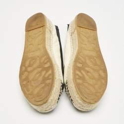Alexander McQueen Beige/Black Leather Studded Espadrille Flats Size 37
