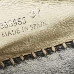 Alexander McQueen Beige/Black Leather Studded Espadrille Flats Size 37