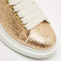Alexander McQueen White/Gold PVC and Leather Oversized Sneakers Size 37.5