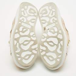Alexander McQueen White/Gold PVC and Leather Oversized Sneakers Size 37.5