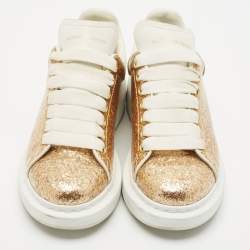 Alexander McQueen White/Gold PVC and Leather Oversized Sneakers Size 37.5