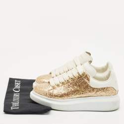 Alexander McQueen White/Gold PVC and Leather Oversized Sneakers Size 37.5