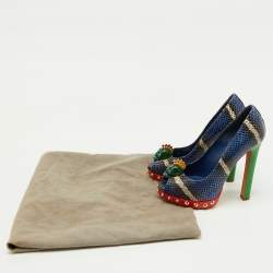 Alexander McQueen Multicolor Python Crystal Skull Peep Toe Pumps Size 36