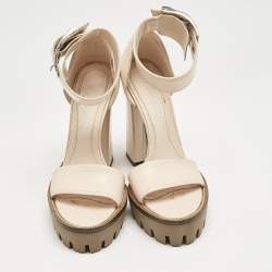 Alexander McQueen Light Blush Pink Leather Ankle Strap Platform Sandals Size 38