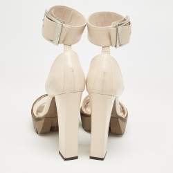 Alexander McQueen Light Blush Pink Leather Ankle Strap Platform Sandals Size 38