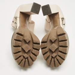Alexander McQueen Light Blush Pink Leather Ankle Strap Platform Sandals Size 38