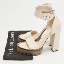 Alexander McQueen Light Blush Pink Leather Ankle Strap Platform Sandals Size 38