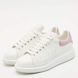 Alexander McQueen White/Purple Leather and Suede Oversized Sneakers Size 39