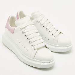 Alexander McQueen White/Purple Leather and Suede Oversized Sneakers Size 39