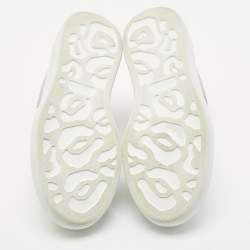 Alexander McQueen White/Purple Leather and Suede Oversized Sneakers Size 39