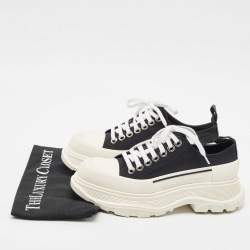 Alexander McQueen Black/White Canvas and Rubber Tread Slick Sneakers Size 38
