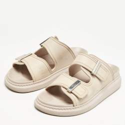 Alexander McQueen Beige Rubber Hybrid Slides Size 39