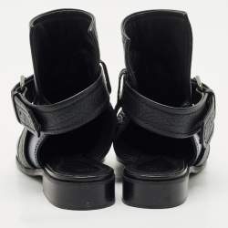 Alexander McQueen Black/Blue Leather Grace Ankle Length Boots Size 38