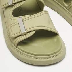 Alexander McQueen Green Rubber Logo Embossed Slide Sandals Size 40
