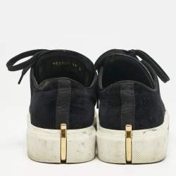 Alexander McQueen Black Velvet and Leather Lace Low Top Sneakers Size 38