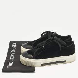 Alexander McQueen Black Velvet and Leather Lace Low Top Sneakers Size 38