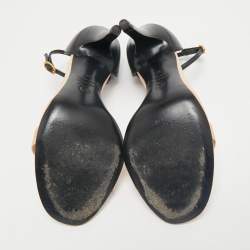 Alexander McQueen Beige/Black Leather Ankle Strap Sandals Size 37
