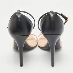Alexander McQueen Beige/Black Leather Ankle Strap Sandals Size 37