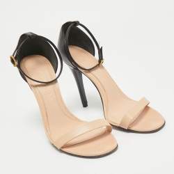 Alexander McQueen Beige/Black Leather Ankle Strap Sandals Size 37