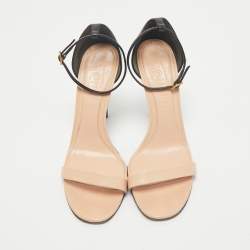 Alexander McQueen Beige/Black Leather Ankle Strap Sandals Size 37