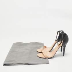 Alexander McQueen Beige/Black Leather Ankle Strap Sandals Size 37