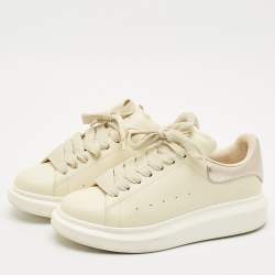 Alexander McQueen Grey Leather Oversized Lace Up Sneakers Size 39