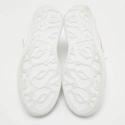 Pre Owned Alexander McQueen White/Pink Leather and Suede Larry Low Top Sneakers Size 35.5