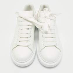 Pre Owned Alexander McQueen White/Pink Leather and Suede Larry Low Top Sneakers Size 35.5