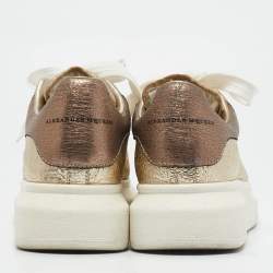 Alexander McQueen Gold Foil Leather Oversized Low Top Sneakers Size 39..5