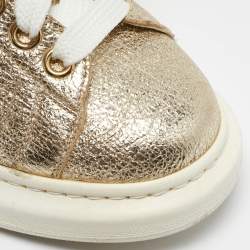 Alexander McQueen Gold Foil Leather Oversized Low Top Sneakers Size 39..5