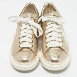 Alexander McQueen Gold Foil Leather Oversized Low Top Sneakers Size 39..5