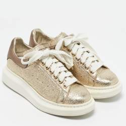 Alexander McQueen Gold Foil Leather Oversized Low Top Sneakers Size 39..5