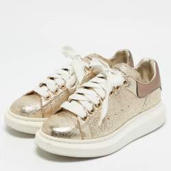Alexander McQueen Gold Foil Leather Oversized Low Top Sneakers Size 39..5
